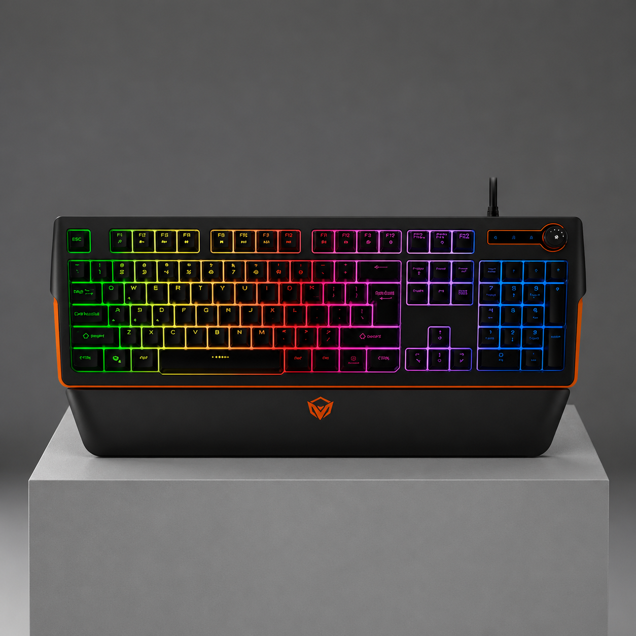 کیبورد گیمینگ میشن مدل MT-K9520 با سوییچ ممبران، Full Size، نورپردازی صفحه کلید RGB، دارای استراحتگاه مچ دست (Wrist Rest)، Anti-Ghosting